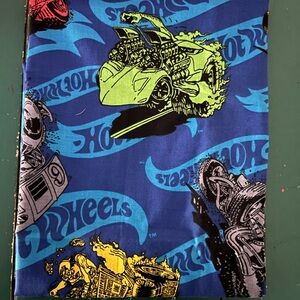 Hot Wheels Blue Graphic Car Print Fabric Panel - ~1 Yd